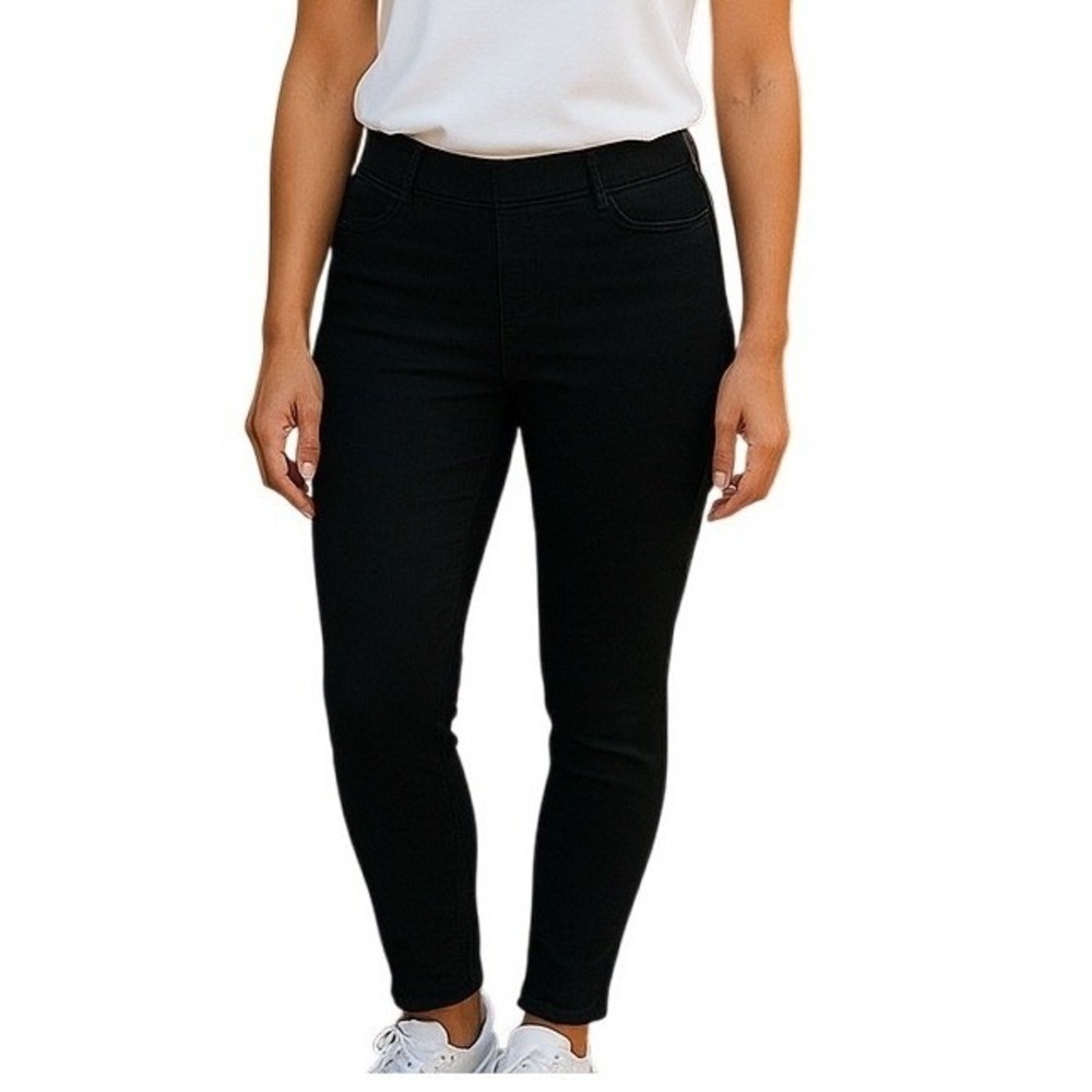 Apt. 9 Womens Skinny Black Pull On‎ Jeggings Elastic Waist Size 14